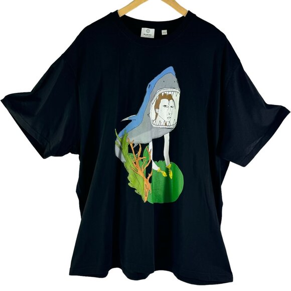 BURBERRY Black Cotton Marine Sketch Men's Oversized T-Shirt Portugal 